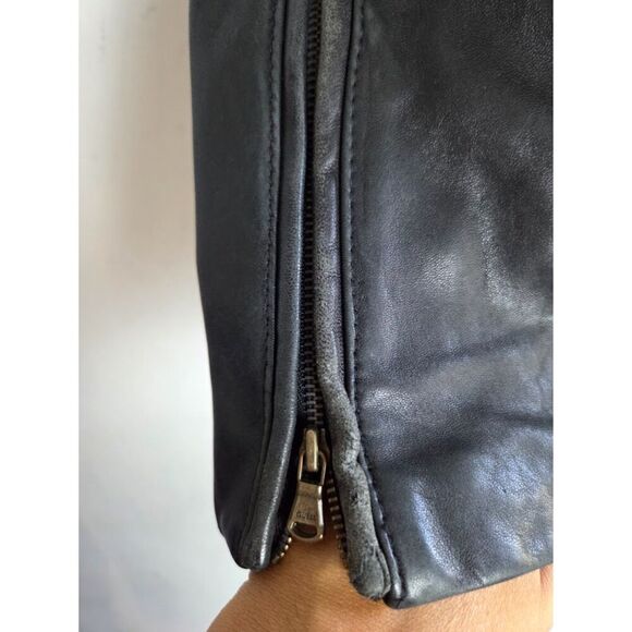 Guess Women Geniune 100% Leather Full Zip Lined Moto Pockets Jacket size Medium - Picture 5 of 10